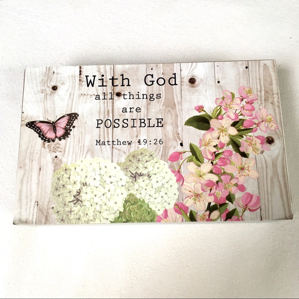 Tri Coastal Design Matthew 19:26 Wooden Box Accent Decor